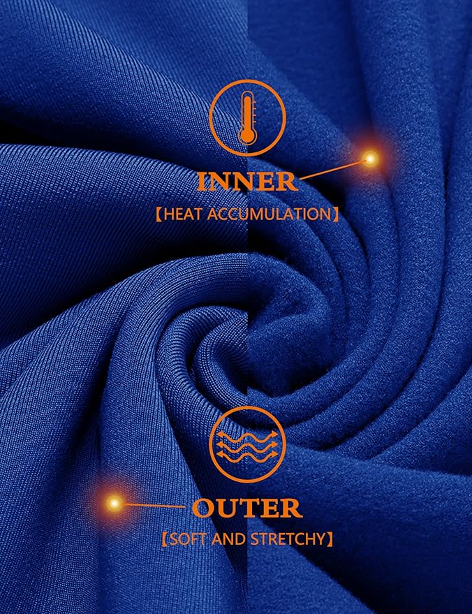 URRU Thermal Underwear for Men High Stretch Fleece Lined Long Sleeve Crewneck Thermal Shirts Base Layer Top Men Cold Weather