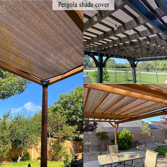 90% Sun Shade Cloth for Patio, 12x15 Ft Breathable Sunshade Fabric for Garden, UV Resisant & Privacy Protection Shade Screen for Pergola, Backyard, Deck, Pool, Balcony, Mocha