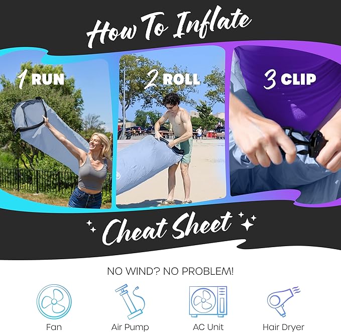 Nevlers Inflatable Lounger | 210T Polyester Inflatable Chair | No-Pump Blow Up Couch | Camping Couch Air Sofa Bed w/ 450 lbs. Cap., Pockets & Matching Bag | Use as Inflatable Couch for Adults & Kids