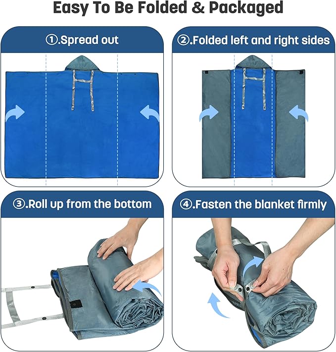 Catalonia Waterproof Stadium Blanket, Windproof Wearable Poncho for Football Sideline & Sports Events for Fans, Portable, Durable Outdoor Blanket for Camping & Tailgating