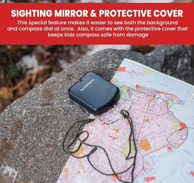 Boy Scout Sighting Compass - Adjustable Declination Mirror, Compass Base Plate, Orienteering & Hiking Navigation - Military Grade, Backpacking & Camping Tool