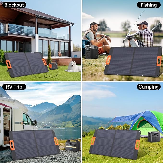 N-Type 16BB 100W Portable Solar Panel for EF/Jackery/Bluetti/Anker Power Station,ETFE Foldable Solar Panel Charger 25% High Efficiency USB-A & QC3.0 Output IP68 for Blackout Camping RV