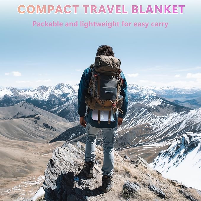Outdoor Camping Blanket,Lightweight Down Alternative Puffy Camping Blankets Packable Waterproof Picnic Blanket Top Quilt for Sleeping Travel Stadium Hiking Cold Weather 55"x78.8"