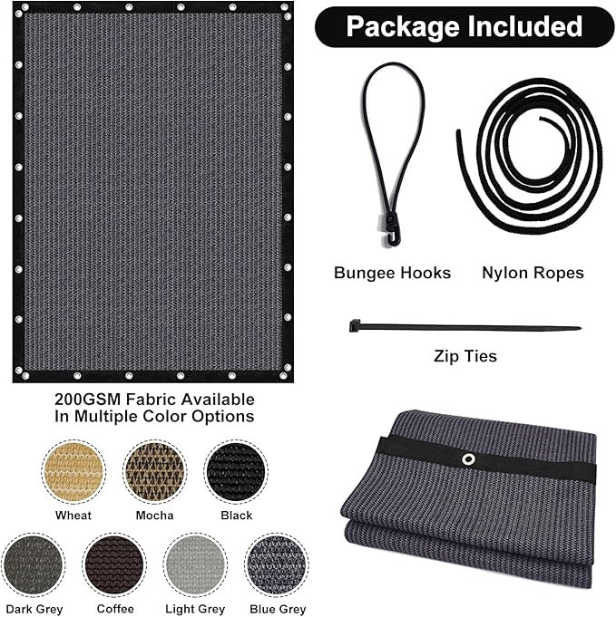 Artpuch 90% Sun Shade Cloth, 6 x 20 FT Pergola Shade Cover Canopy with Grommets, Sun Screen Fabric Tarp for Patio, Outdoor, Garden, Backyard, Blue Grey