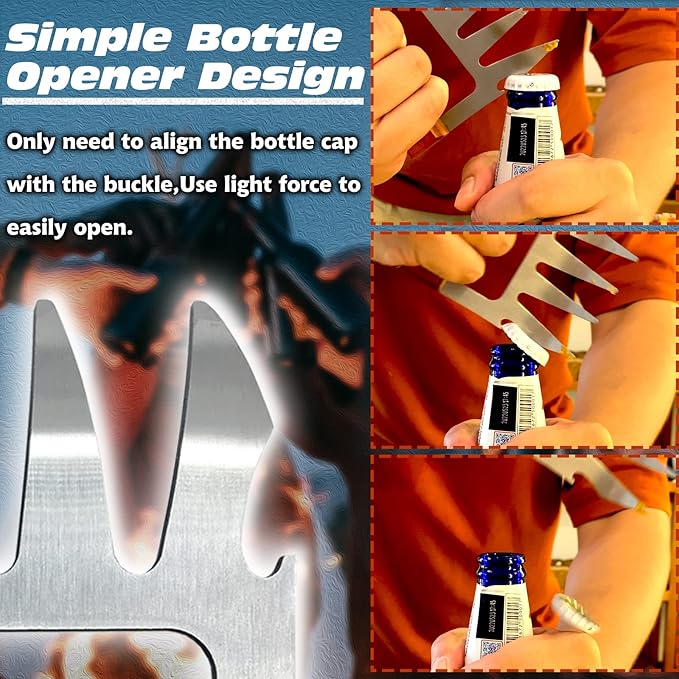 LOPE & NG Meat Handler Shredder Claws Set Of 2 - Wood Stainless Steel BBQ Pulled Pork Paws For Shredding Handing Carving Food