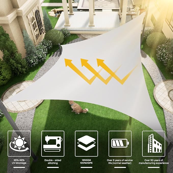 Sun Shade Sail Canopy, 10' x 13' Rectangle 95% UV Block Shade Cover for Outdoor, Backyard Patio, Lawn, Garden, Sandbox Carpor Light Gray