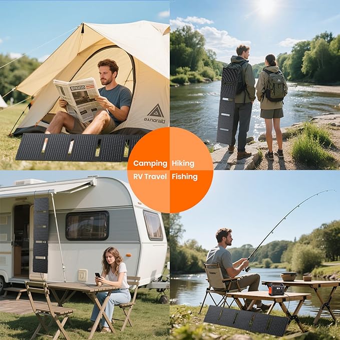 FlexSolar 40W Portable Solar Panel Charger - Upgraded Fast Charging with USB-C PD2.0, QC3.0 & 19V DC for Power Stations, Phones, Power Banks, IP67 Waterproof Foldable for Camping, Hiking, RV