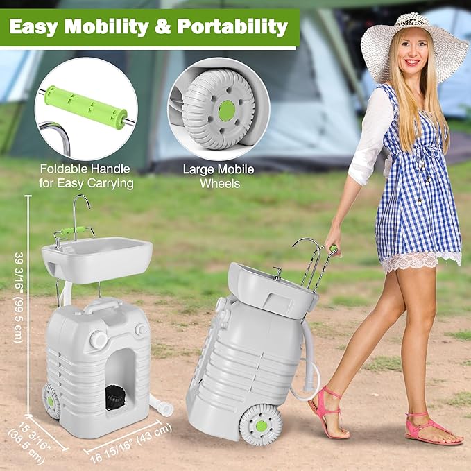 Yescom 45L Hand Wash Station Portable Wash Sink for RV Travel Outdoors