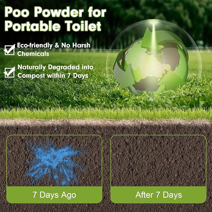 Sckee 60 Packets Poo Gel for Portable Toilet, Portable Toilet Powder Poo Urine Powder for Hiking, Car, Travel, Truck, RV, Boating, Road Trips, Outdoor Indoor Use