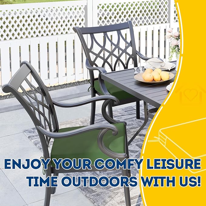 AAAAAcessories Outdoor Seat Cushions for Chairs, Waterproof, Fade-Resistant Patio Furniture Replacement Cushions, 18" x 18" x 2", Set of 2, Dark Moss