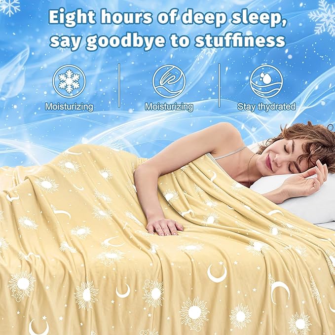 inhand Cooling Blanket Queen Size (90"x90") - Cooled Blankets for Hot Sleepers Lightweight Breathable Summer Blanket for Sleeping Night Sweats to Keep Cool in The Heat -Beige