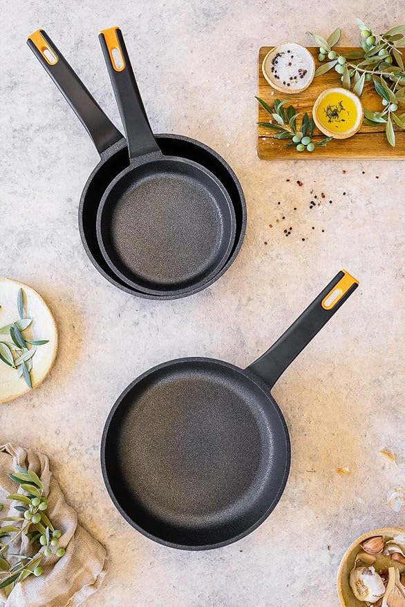 BRA COOKWARE Efficient Pro Frying Pan | 9.5 inches Cast Aluminum Frypan | Profile Plus Non-Stick | All Heat Sources Compatible | PFOA Free | Ergonomic Heat-Resistant Handle | Non Deformable