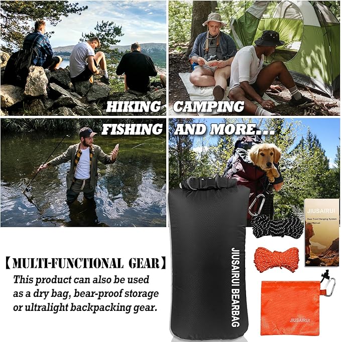 7.8Oz Ultralight Bear Bag Hanging Kit: 30D Waterproof Bear Proof Food Storage for Backpacking and Camping Alternative to Bear Canister (10L)