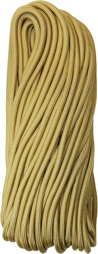 1/4" ParaMax Paracord 100 ft – 1000 lb Type IV Rope for Dog Leashes, Camping, Kayak Anchor - Made in USA - Gold