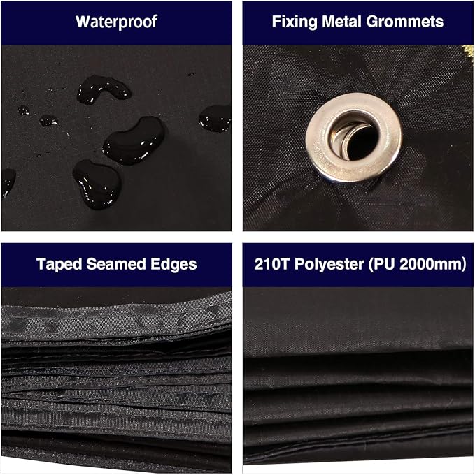 REDCAMP Ultralight Tent Footprint, PU 2000 Waterproof Camping Tent Tarp with Drawstring Carrying Bag for Ground Camping Hiking (71"x87" UL Black)