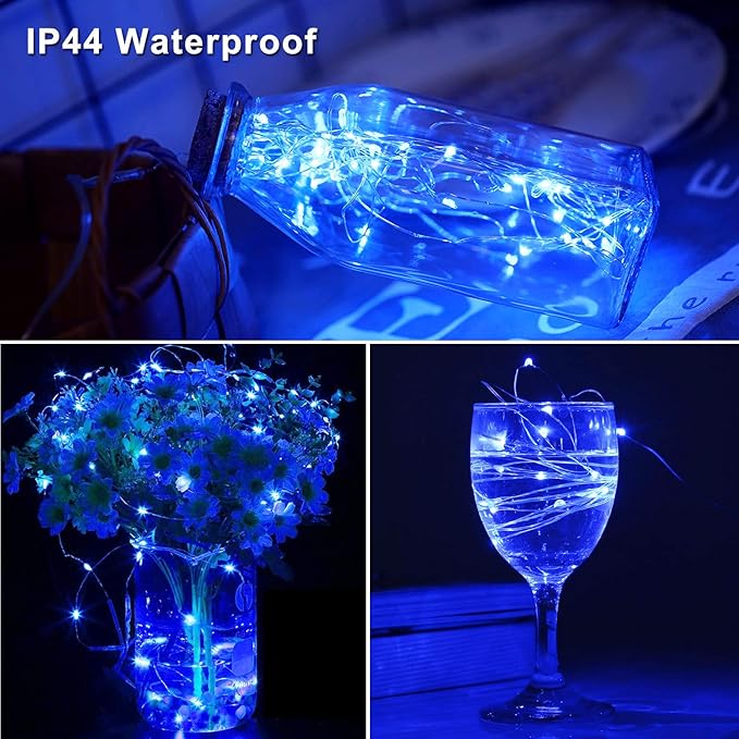 Blingstar USB Powered Fairy Lights, 2 Pack 33Ft 100 LED, Flexible Silver Wire, Mini String Lights for Indoor Christmas Tree/Halloween/Bedroom/Dorm/Party Decoration, Blue