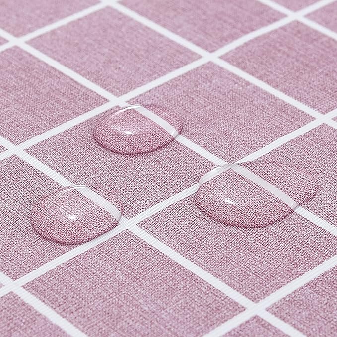 Romanstile Rectangle Plastic Tablecloth, 100% Waterproof Oil-Proof Checkered PVC Table Cloths, Heavy Duty Vinyl Table Covers for Dining, Camping, Picnic, Outdoor - 60 x 84 Inch, Pink
