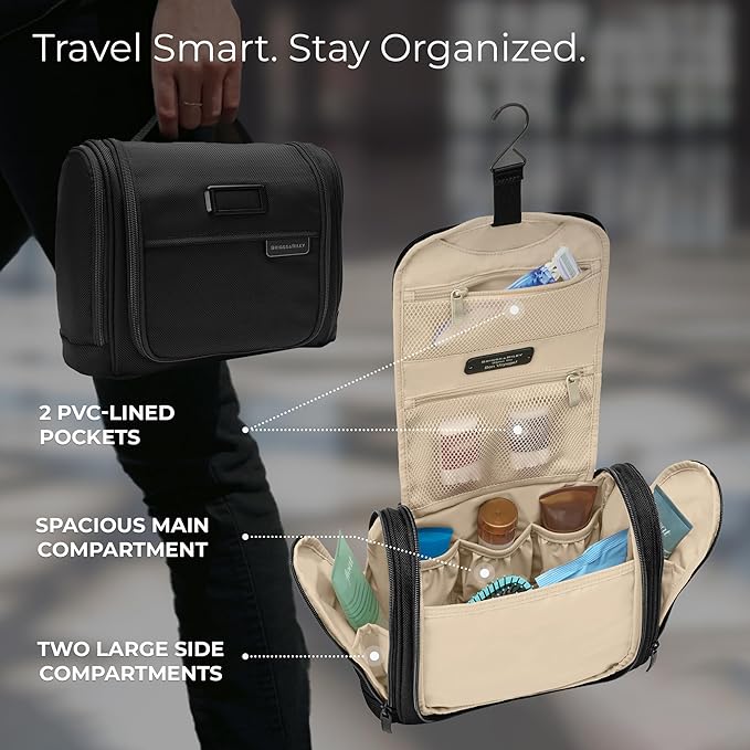 Briggs & Riley Toiletry Kit - Travel Bags for Women & Men, Organizer for Vacation, Dopp Kit for Bathroom Accessories, Makeup, & Skincare