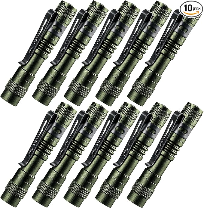 Beieverluck 10 Pack Small Mini LED Flashlight Pocket Flashlight Pen Light Flashlight Tactical Flashlight with Clip Flashlights for Camping Outdoor Emergency Inspection Fathers Gifts for Dad Husband
