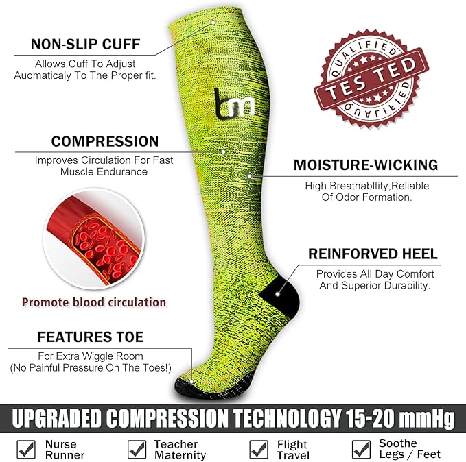6 Pack Copper Compression Socks for Women and Men Circulation-Best Support for Medical, Running,Nursing,Athletic