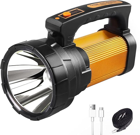 Flashlights High Lumens Rechargeable Spotlight with 1200 Lumen 30H Handheld Spotlight,IP67 Waterproof Rechargeable Flashlights Outdoor,3400mAh USB Charger for Camping Hunting