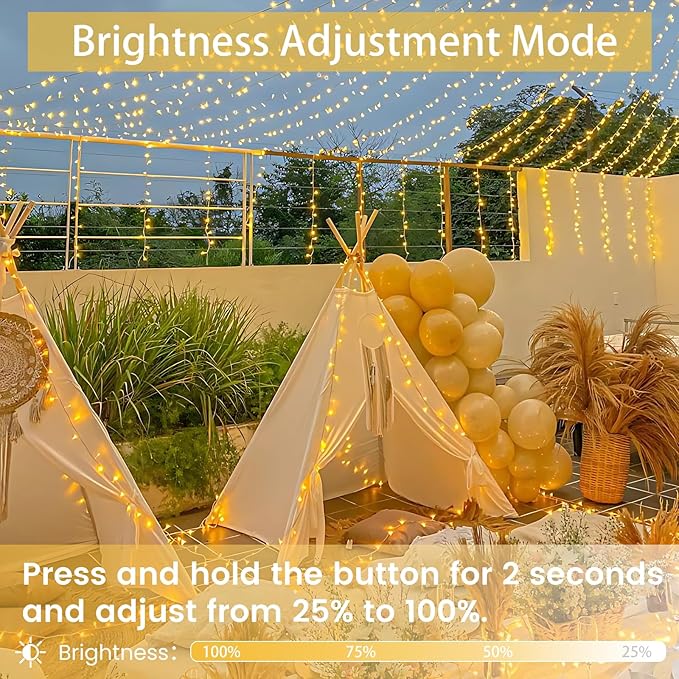 Connectable 100 LED String Lights Indoor Outdoor, 33FT Warm White Christmas Lights Waterproof, 13 Modes with Timer, Twinkle Fairy Lights Plug in Clear Wire for Christmas Tree, Bedroom, Classroom Decor