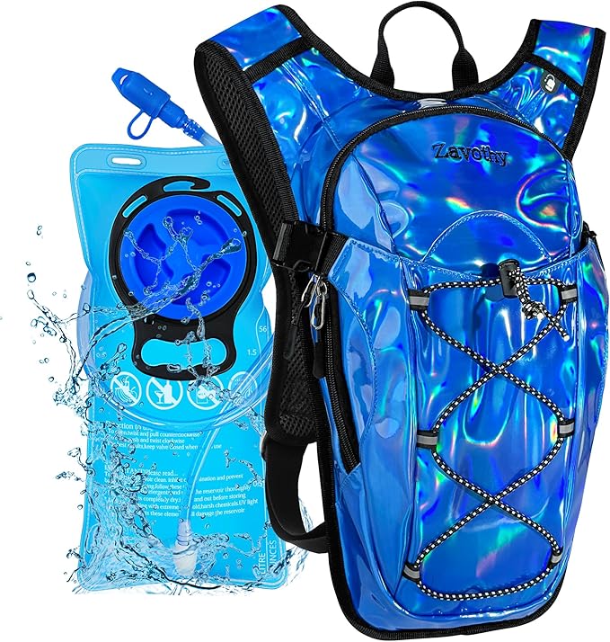 Reflective Hydration Backpack, Hydration Pack - Water Backpack with 2L/3L Hydration Bladder, Essential for Festivals - Rave Hydration Pack for Hiking, Running, Cycling, and Festivals