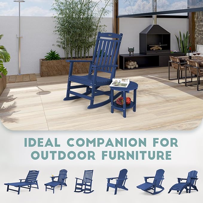 FUNBERRY Outdoor Adirondack Side Table Set of 2, 2-Tier Patio End Tables, HDPE All Weather for Outside