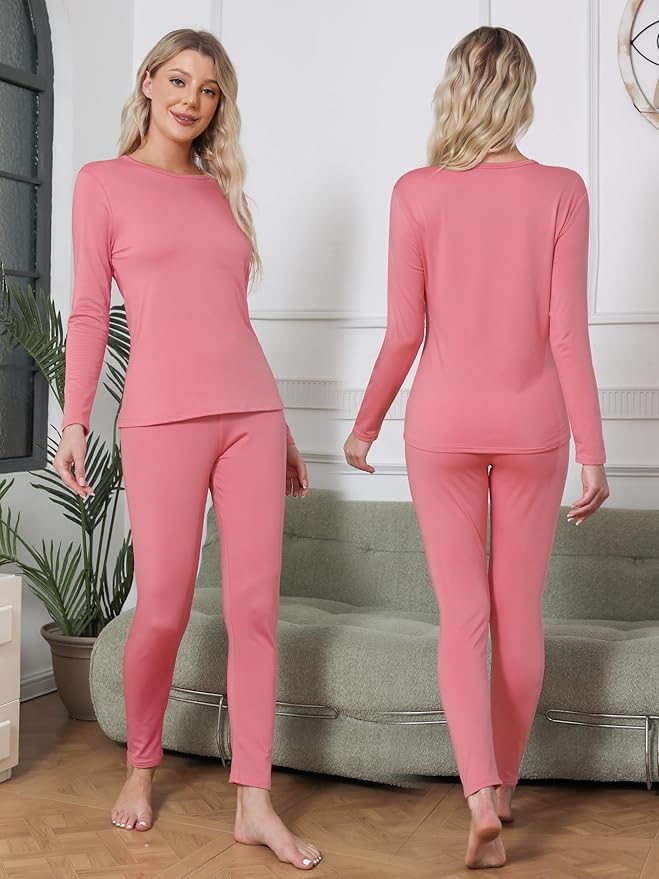 VZV Thermal Underwear for Women, Long Johns for Women Thermal Sets Fleece Lined Base Layer Top and Bottom Set