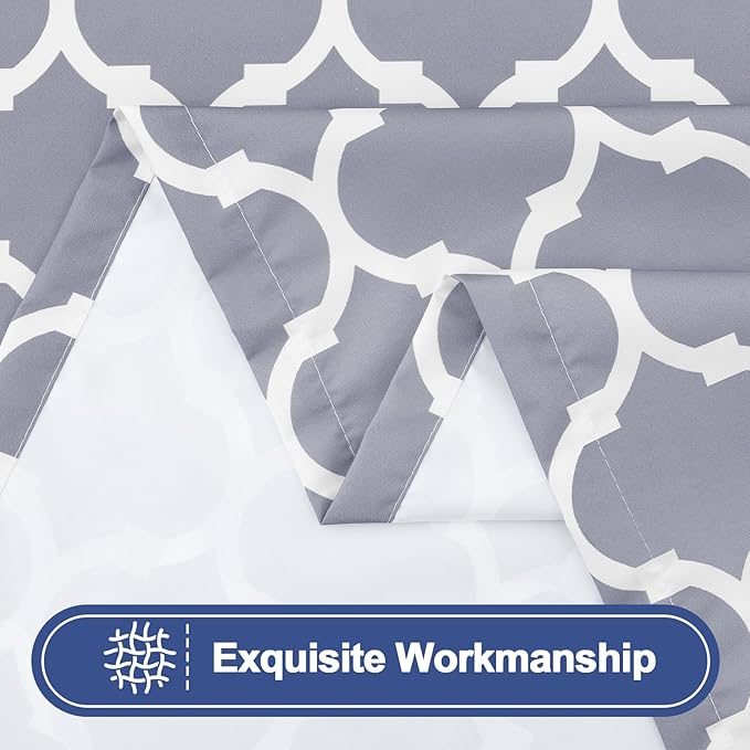 Smiry Picnic Table Cover with Bench Covers, Waterproof Elastic Fitted Tablecloth for 6 Foot Tables, Washable Polyester Tablecloths for Camping, Indoor & Outdoor (Grey Morocco, 30x72 Inch 3-pc Set)