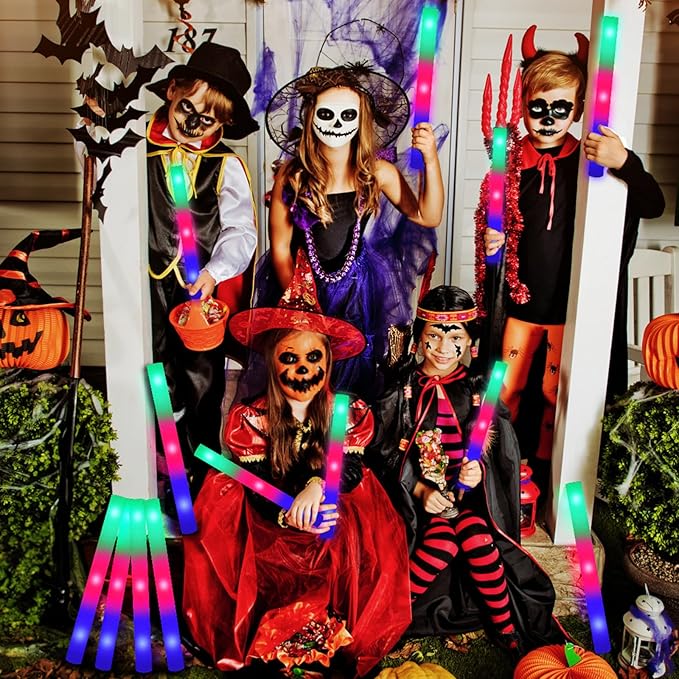 135PCS Foam Glow Sticks, Foam Light Up Sticks with 3 Modes Colorful Flashing, Glow Stick Bulk Party Pack, Glow in Dark Party Supplies, LED Foam Sticks Bulk for Wedding, Raves, Concert, Halloween