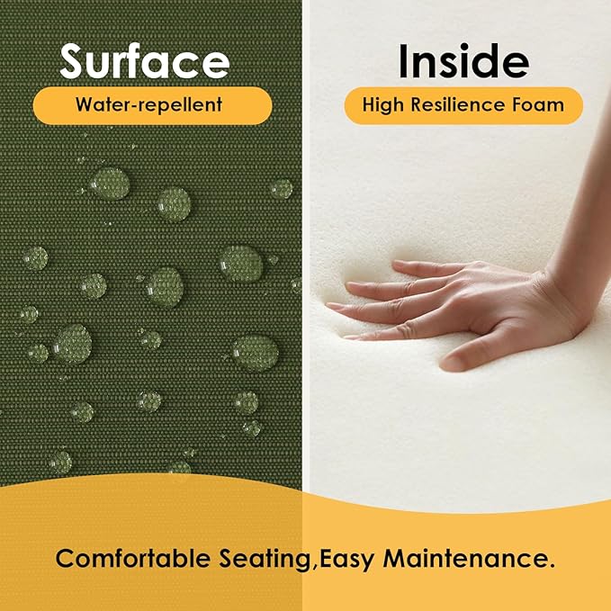 Outdoor Square Corner Seat Cushion, 19"x19"x3", Set of 4, Non Slip Seat Cushion Pads with Removable Cover for Patio Furniture, Garden Yard Lawn, Deep Forest Green