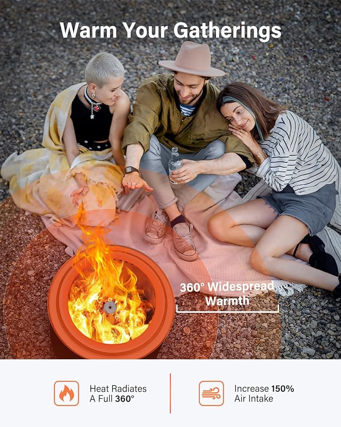 YEFU Fire Pit with Removable Ash-Pan: Smokeless Firepit 304 Stainless Steel Material - Outdoor Fire Pit Silver 15 inch - Smokeless Firepit for Outside Outdoor Patio Camping Backyard