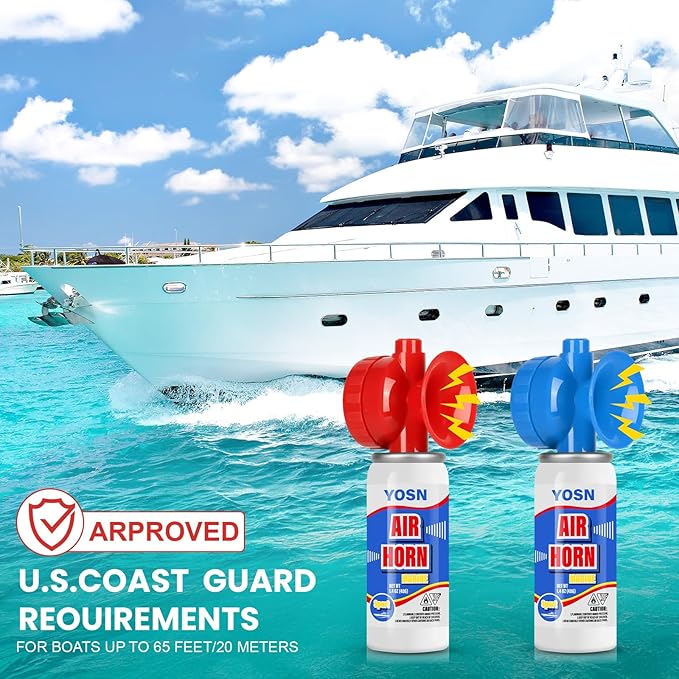 Marine Boat Air Horn 1.4oz, Loud Mini Handheld Air Horns for Safety, Mini Small Compressed Can Blow Fog Bear Horn, Emergency Use for Boating, Hiking, Camping, Sporting Events Outdoor Alarm (2PCS)