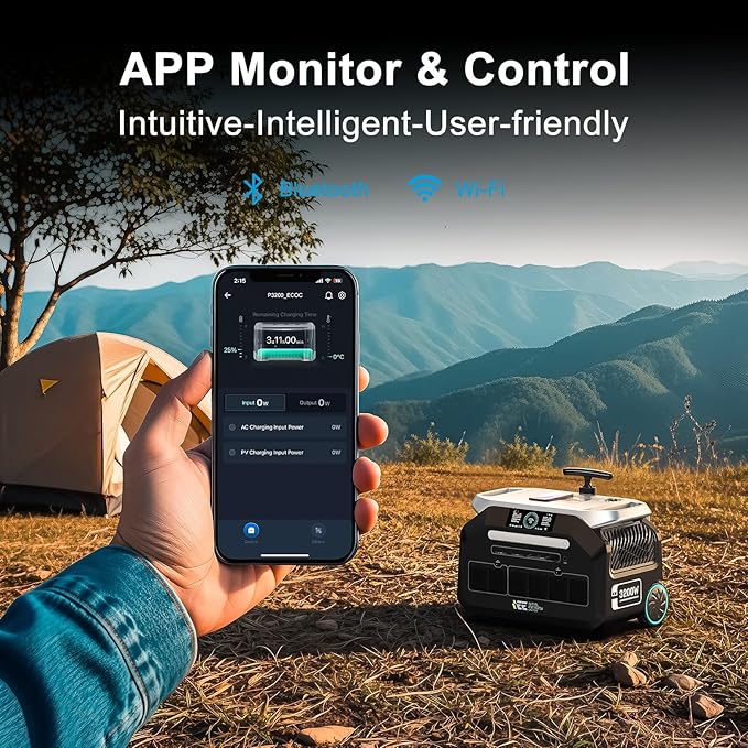 IEE 3200W Portable Power Station P3200 with 4x200W Solar Panel, 2048Wh Solar Generator, 1800W AC Charging, AC Outlets x 4, LiFePO4 Battery Power Station for Home Backup, Camping, RV, Emergency