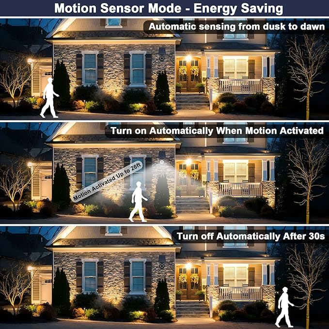 Solar Lights Outdoor Motion Sensor Flood Lights 2000LM IP67 Waterproof Security Spot Lights for Yard Garden Patio 4 Pack