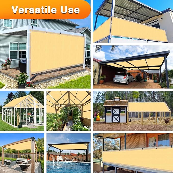 Artpuch Outdoor Pergola Shade Cover 8x13 FT Sun Shade Cloth with Grommets Sand 90% UV Protection Canopy Patio Privacy Screen (Customized Available)