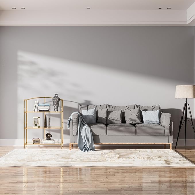 Crofy No Assembly Folding Bookshelf for Living Room, 3 Tier Gold Collapsible Book Shelf for Home Office, Portable Bookcase Storage Organizer