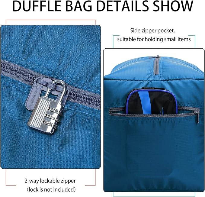 Foldable Duffel Bag 30" / 75L Lightweight with Water Rresistant for Travel-Blue