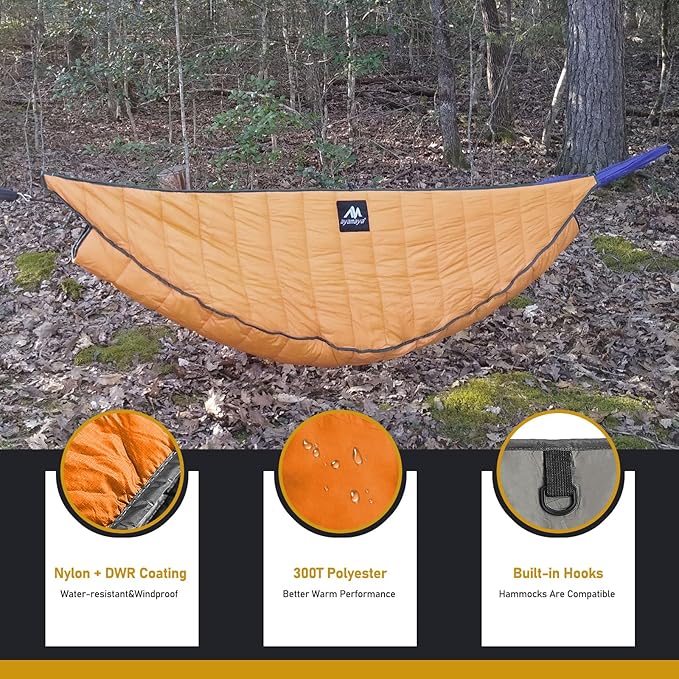 AYAMAYA Single & Double Hammock Underquilt Full Length Big Size Under Quilts for Hammocks, Camping Backpacking Essential, Winter Cold Weather Warm UQ Blanket Bottom Insulation