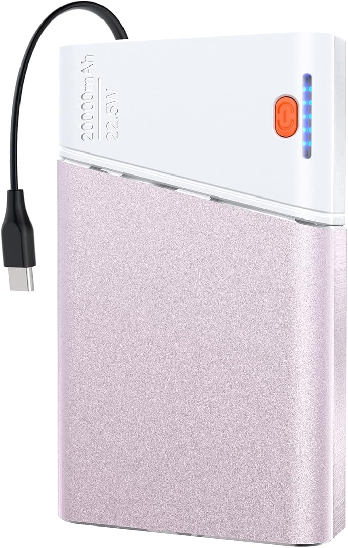 Kesguar Portable Charger 20000mAh, 22.5W PD 3.0+QC 4.0 Fast Charging Power Bank, Cooler & Unbreakable Aerospace Metal Case for iPhone 16 15 14, Android, iPad, Samsung Google Tablet & More, Pink