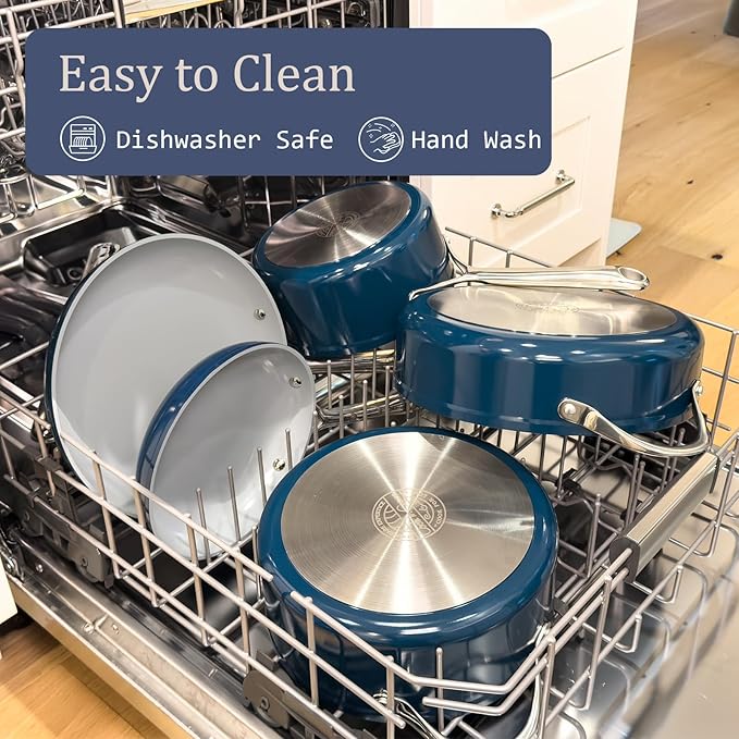 Nonstick Ceramic Sauté Pan with Lid (4.5 qt, 11"), Deep Frying Pan for All Cooktops - Non Toxic, PTFE/PFOA/PFAS Free, Dishwasher & Oven Safe up to 500°F - with Stay Cool Handle - Cream