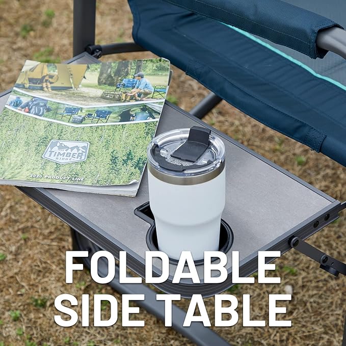 Timber Ridge XXL Upgraded Oversized Directors Chairs with Foldable Side Table, Detachable Side Pocket, Heavy Duty Folding Camping Chair up to 600 Lbs Weight Capacity (Blue) Ideal Gift