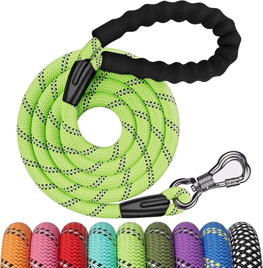 NTR 3FT Heavy Duty Dog Leash, Green Rope Dog Leashes with Swivel Lockable Hook and Comfortable Padded Handle, Cat Puppy Leash Lead for Small Medium Large Dogs Training, Playing, Camping,or Backyard
