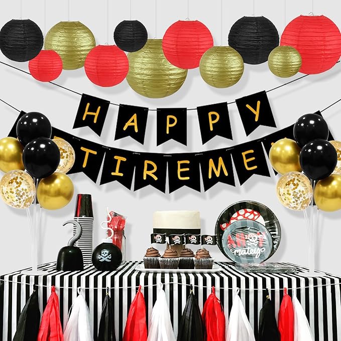 12Pcs Round Paper Lanterns Assorted Sizes (6" 8" 10" 12") for Home Decor, Wedding, Birthday, Casino Theme Party, Hibachi Party Decorations, Hanging Chinese Japanese Paper Lamps (Black Red Gold)