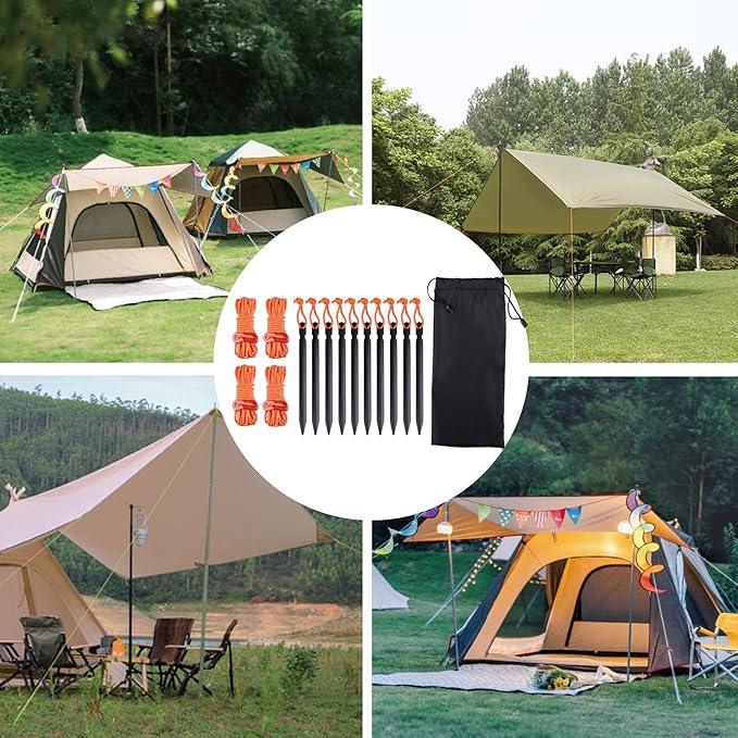 Azarxis Reflective Cord Pack Tent Guyline Rope High-Strength Lightweight with Aluminum Cord Adjuster for Tying Down Tarps, Camping Tent, Outdoor Packaging