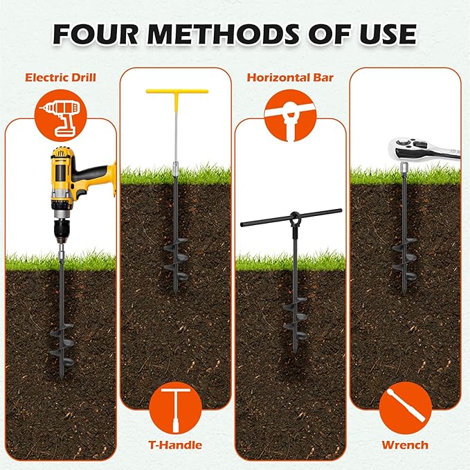 4 Pack 18" Fully Welded Ground Anchors Shed Anchor Kit with 1/8" Galvanized Cable, Heavy Duty Earth Anchors High Wind Screw in for Trampoline Swingset Tent Greenhouses (Black)