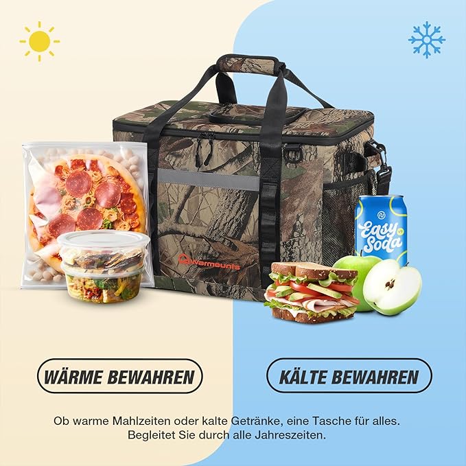 Insulated Cooler Bag 48/75 Cans, Soft Sided Portable Lunch Bag Coolers w/Zippered Top, Leak Proof PVC Interlayer, 5-Layer Insulation Large Ice Chest Bag for Travel, Camping, Beach, Picnic