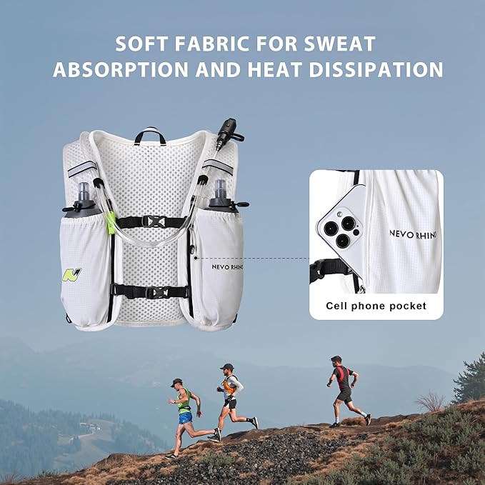 N NEVO RHINO Running Vest, Lightweight Hydration Vest, Insulated Water Backpack with 1.5L Water Bladder for Hiking, Trail, Running,Marathons,Cycling