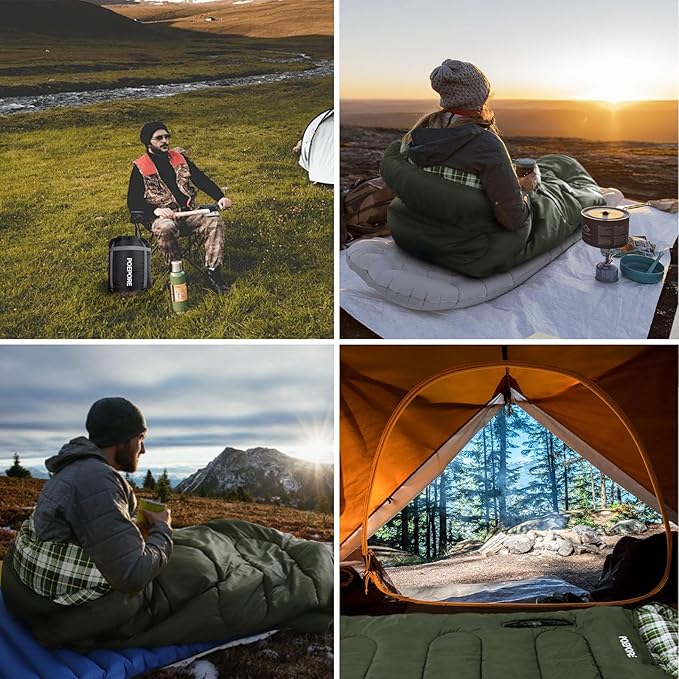 Flannel Sleeping Bag Cotton 0 Degree Cold Weather for Adults XXL Wearable Sleeping Bag 4 Seasons Waterproof with Compression Sack